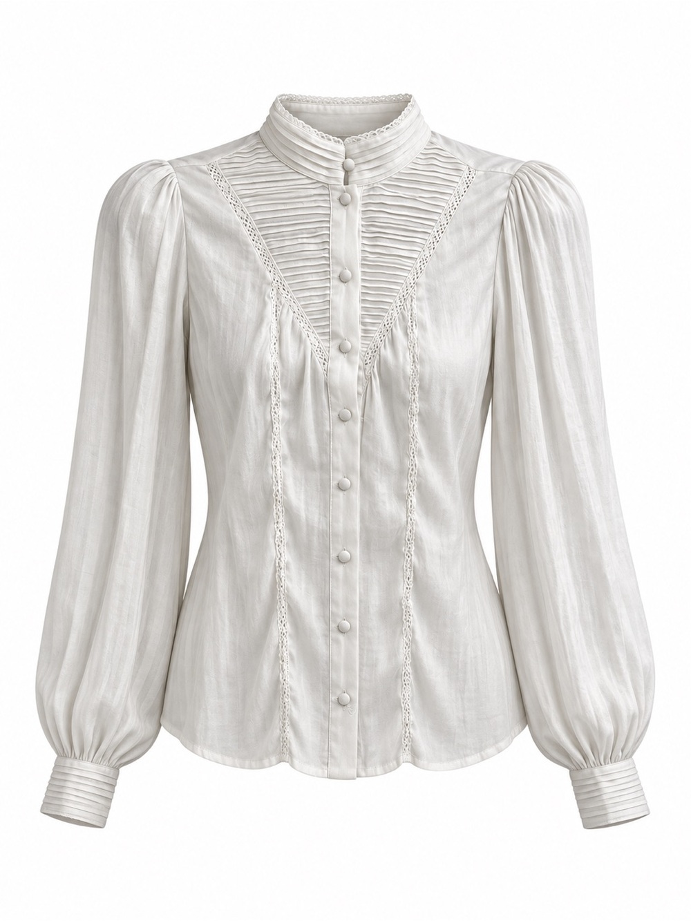 Mango White Victorian-Style Pintuck Blouse Women’s Size Medium